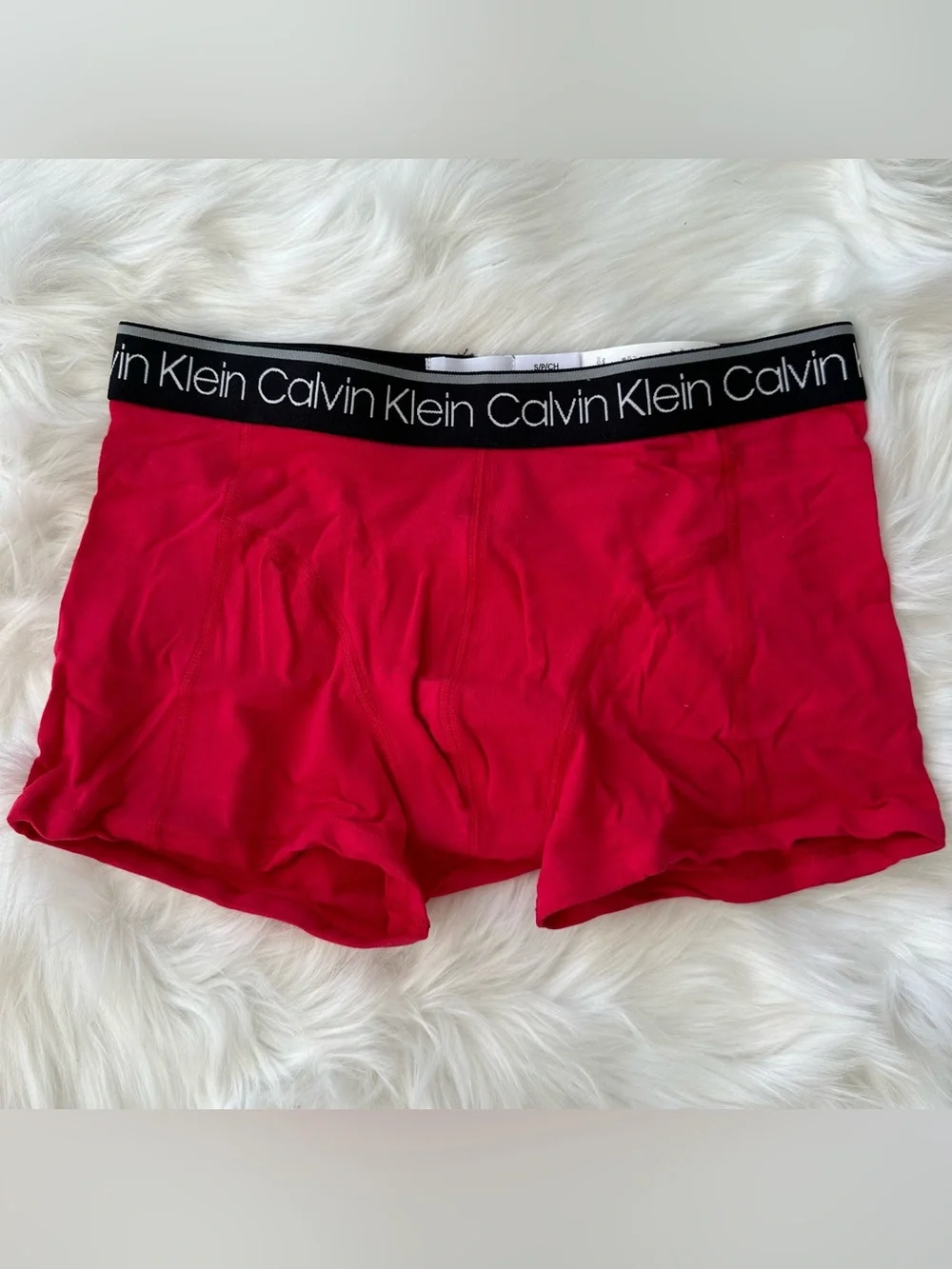 NWOT Calvin Klein Red Trunk Underwear with Black Branded Waistband Size Small